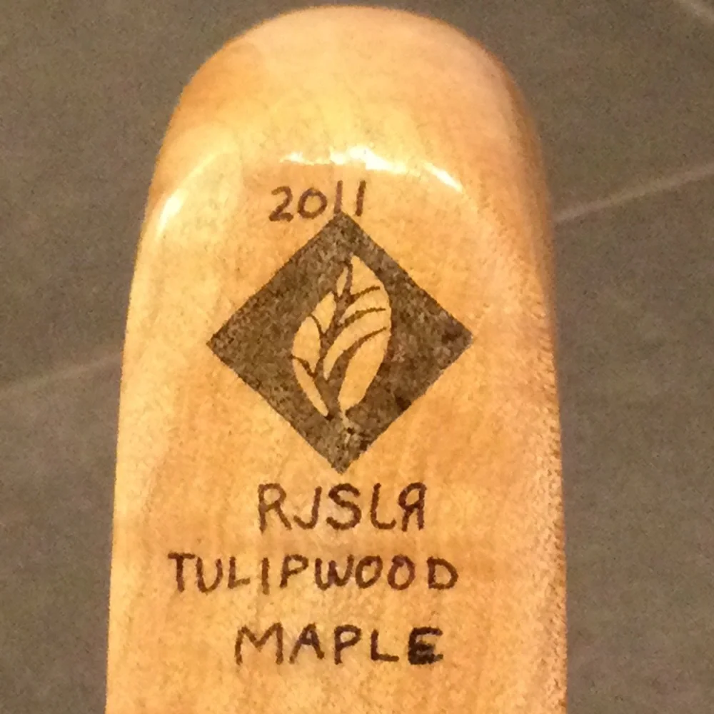 Tulipwood and maple wooden vase (5.5” x 1.5” x 6.25”)